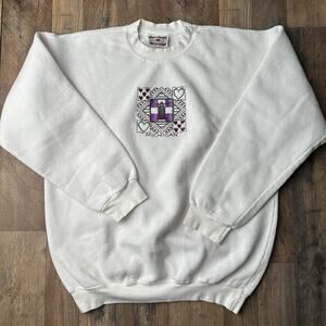 Vintage 90s Michigan Sweatshirt Womens Large White Athletic Embroidered 4794